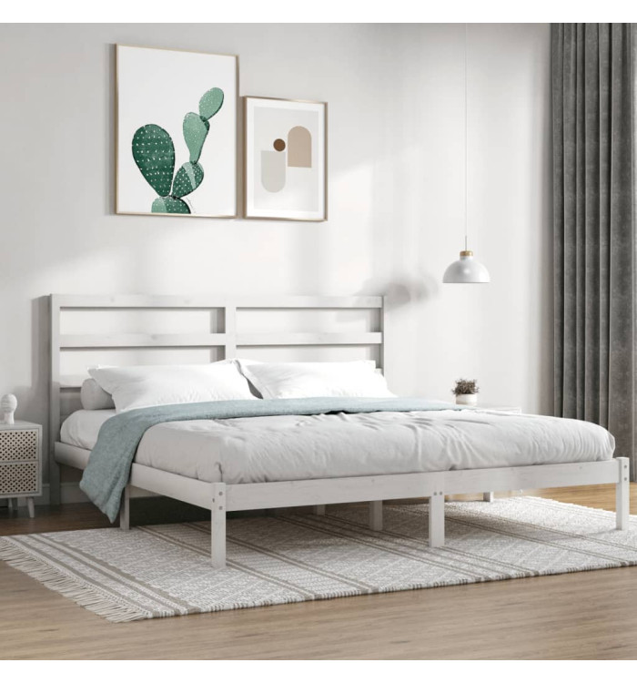 Cadre de lit sans matelas blanc 180x200 cm bois massif | Mobilier & Déco