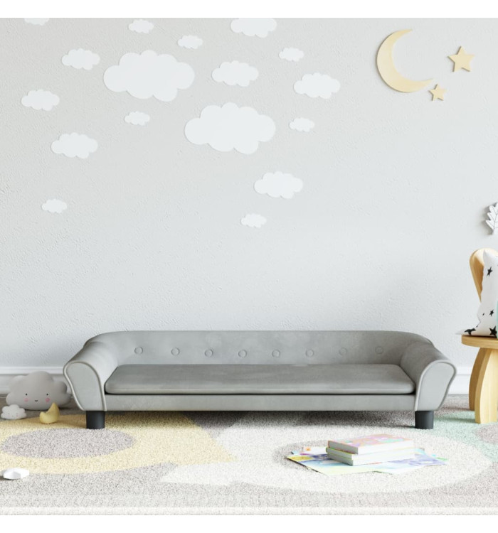 Canapé pour enfants gris clair 100x50x26 cm velours | Mobilier & Déco