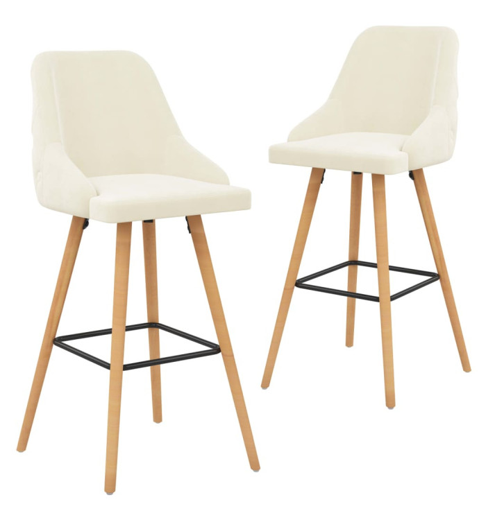 Chaises de bar lot de 2 crème velours | Mobilier & Déco