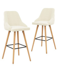 Chaises de bar lot de 2 crème velours | Mobilier & Déco