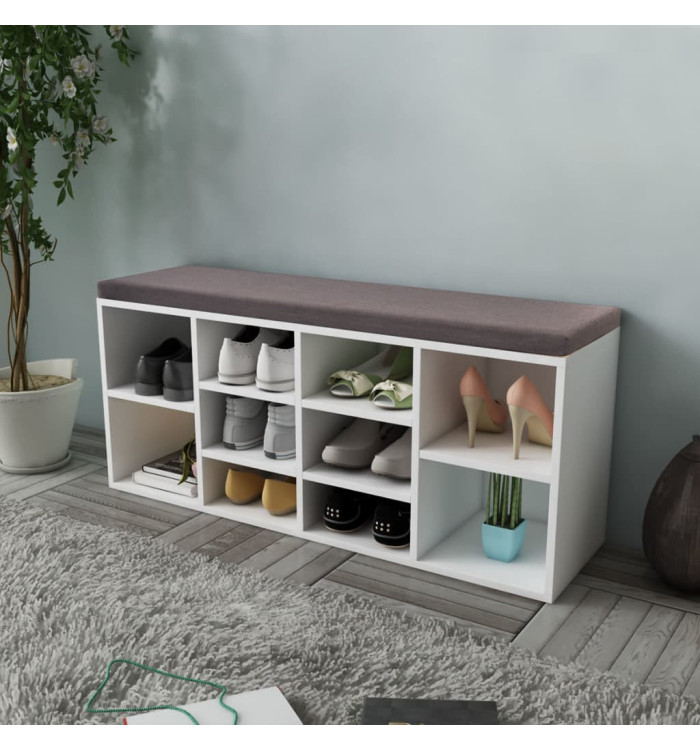 Banc de rangement à chaussures 10 compartiments Blanc | Mobilier & Déco