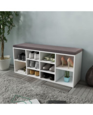 Banc de rangement à chaussures 10 compartiments Blanc | Mobilier & Déco