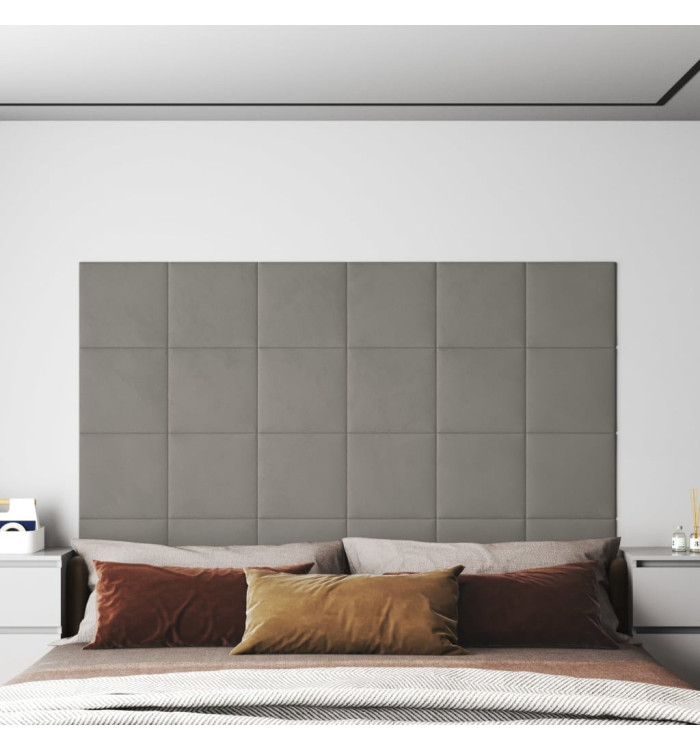 Panneaux muraux 12 pcs Gris clair 30x30 cm Velours 1,08 m² | Mobilier & Déco