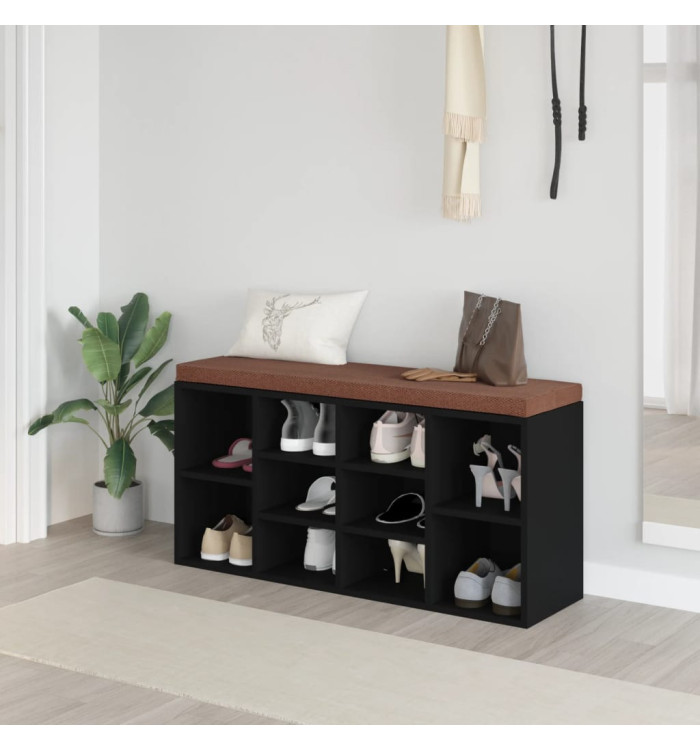 Banc à chaussures Noir 103x30x48 cm Bois d'ingénierie | Mobilier & Déco