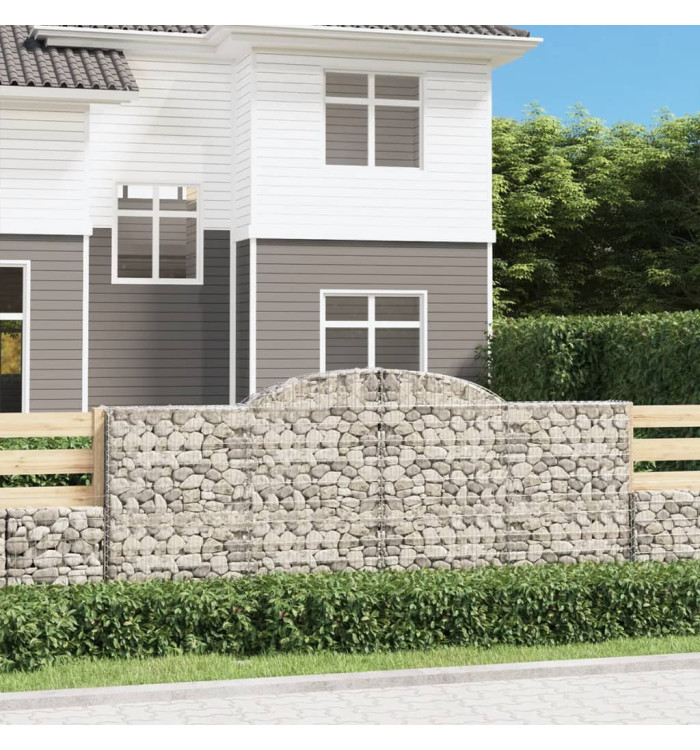 Paniers à gabions arqués 2 pcs 300x30x120/140 cm fer galvanisé | Mobilier & Déco