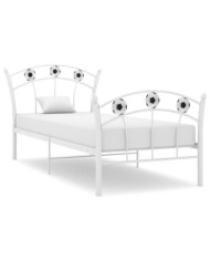 Cadre de lit sans matelas blanc métal 90x200 cm | Mobilier & Déco