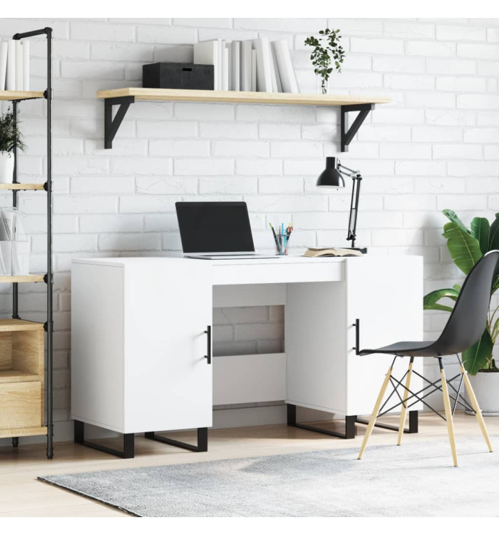 Bureau blanc 140x50x75 cm bois d'ingénierie | Mobilier & Déco