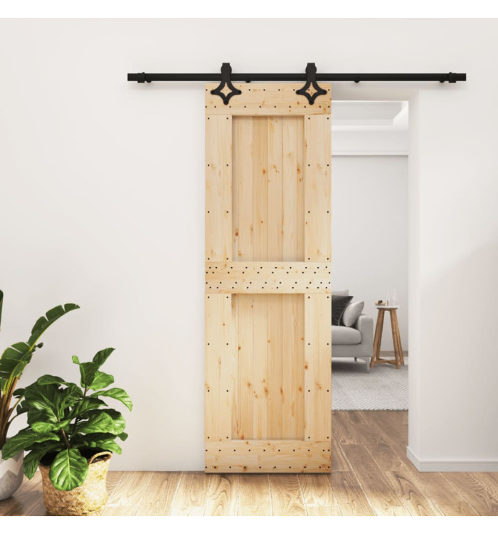 Porte coulissante et kit de quincaillerie 70x210 cm pin massif | Mobilier & Déco
