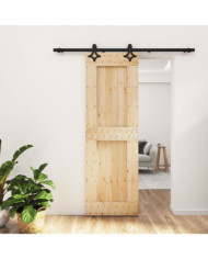 Porte coulissante et kit de quincaillerie 70x210 cm pin massif | Mobilier & Déco