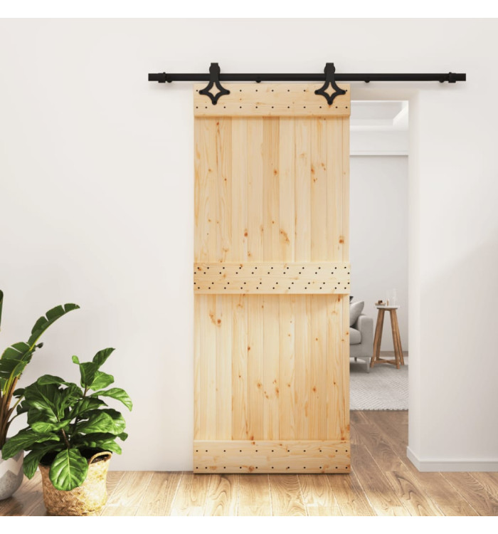 Porte coulissante et kit de quincaillerie 85x210 cm pin massif | Mobilier & Déco