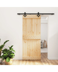 Porte coulissante et kit de quincaillerie 85x210 cm pin massif | Mobilier & Déco