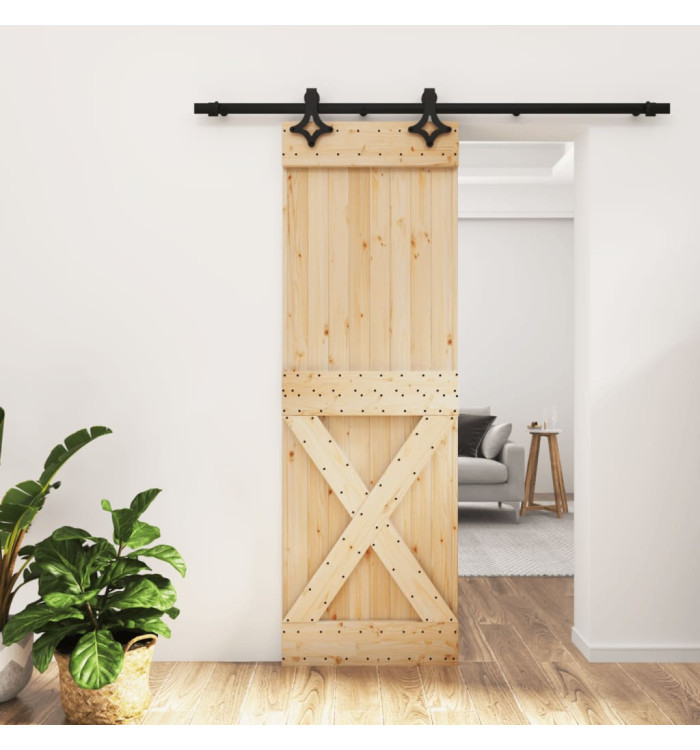 Porte coulissante et kit de quincaillerie 70x210 cm pin massif | Mobilier & Déco