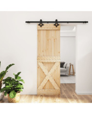 Porte coulissante et kit de quincaillerie 70x210 cm pin massif | Mobilier & Déco