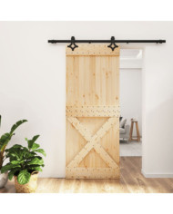 Porte coulissante et kit de quincaillerie 85x210 cm pin massif | Mobilier & Déco