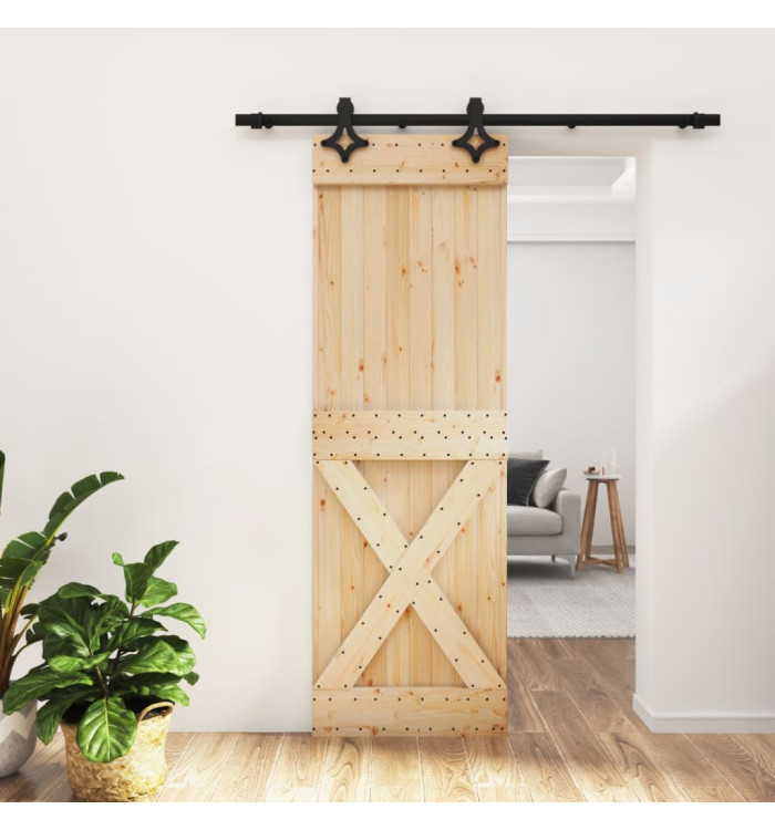 Porte coulissante et kit de quincaillerie 70x210 cm pin massif | Mobilier & Déco