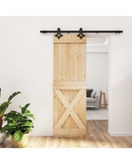 Porte coulissante et kit de quincaillerie 70x210 cm pin massif | Mobilier & Déco