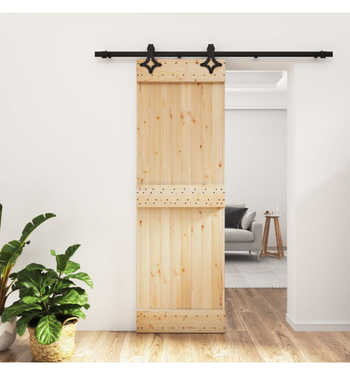 Porte coulissante et kit de quincaillerie 70x210 cm pin massif | Mobilier & Déco