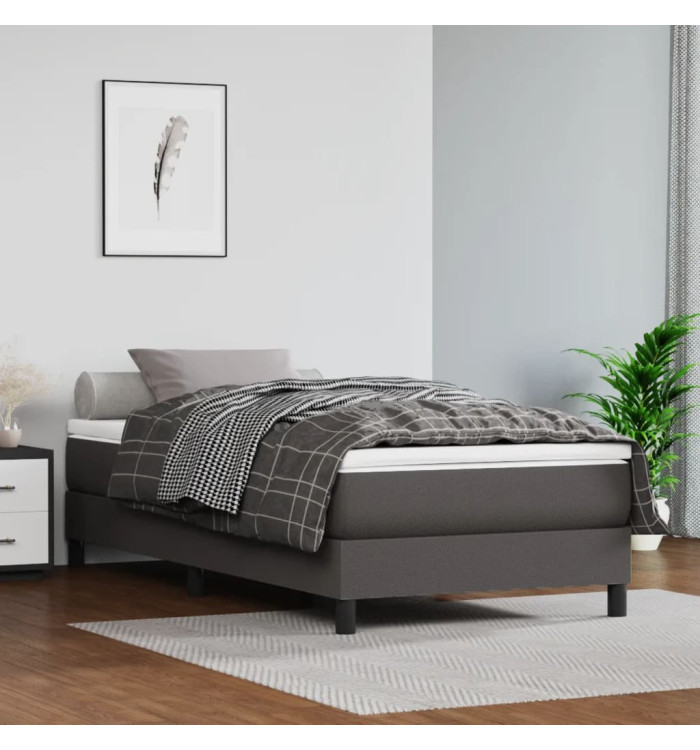 Matelas de lit à ressorts ensachés Gris 100x200x20cm Similicuir | Mobilier & Déco