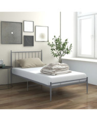 Cadre de lit sans matelas gris métal 90x200 cm | Mobilier & Déco