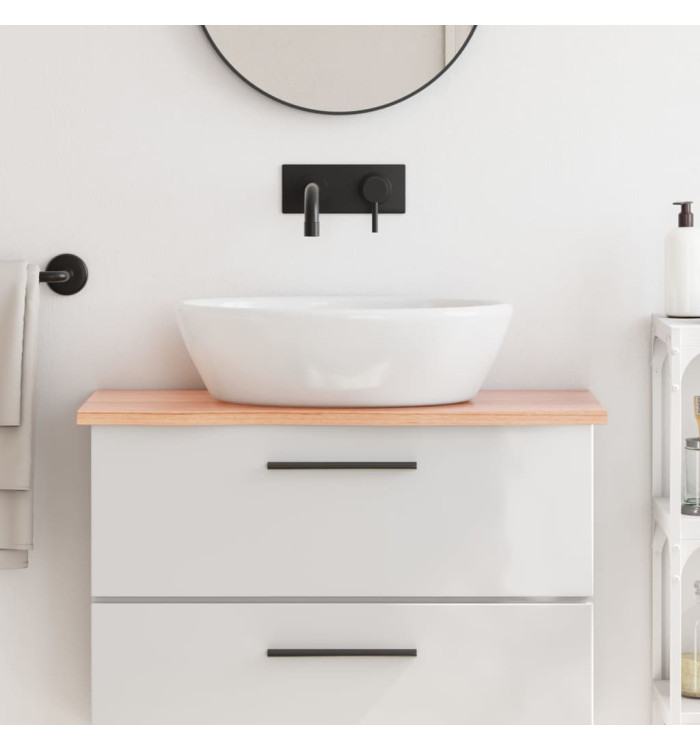 Comptoir de salle de bain marron clair 80x30x2 cm bois traité | Mobilier & Déco