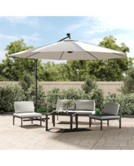 Parasol de jardin en porte-à-feux et lumières LED mât en métal | Mobilier & Déco