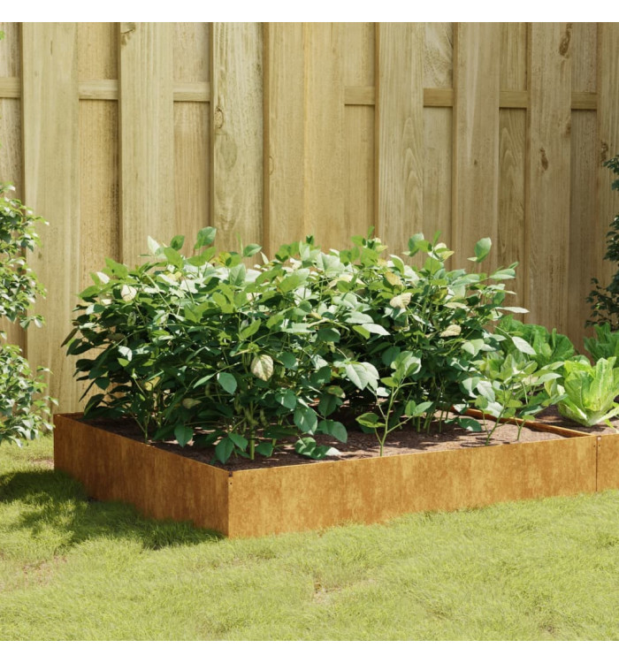 Lit surélevé de jardin 100x100x33,5 cm acier corten | Mobilier & Déco