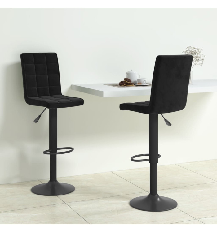 Tabourets de bar lot de 2 noir velours | Mobilier & Déco