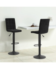 Tabourets de bar lot de 2 noir velours | Mobilier & Déco