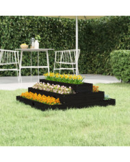 Jardinière Noir 80x80x27 cm Bois massif de pin | Mobilier & Déco