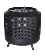 ProGarden Panier à feu avec grille de barbecue 50x51 cm Noir | Mobilier & Déco