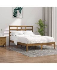 Cadre de lit sans matelas marron miel bois massif 120x200 cm | Mobilier & Déco