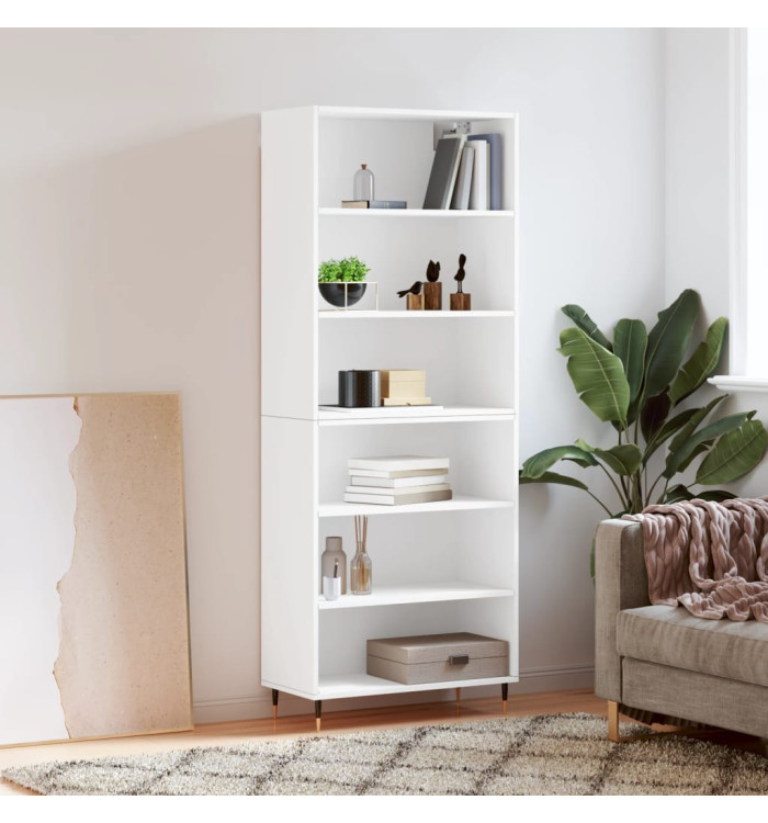 Buffet blanc 69,5x32,5x180 cm bois d'ingénierie | Mobilier & Déco