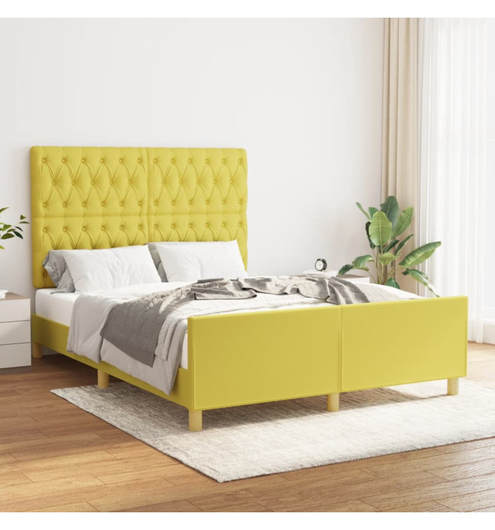 Cadre de lit sans matelas vert 140x200 cm tissu | Mobilier & Déco