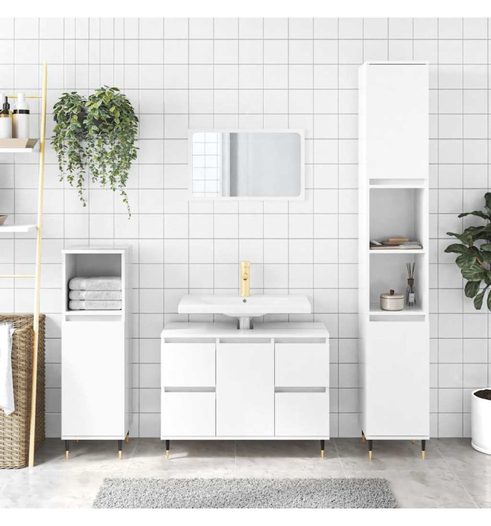 Armoire de salle de bain blanc brillant 80x33x60 cm | Mobilier & Déco