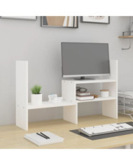 Support pour moniteur Blanc (39-72)x17x43 cm Bois de pin solide | Mobilier & Déco