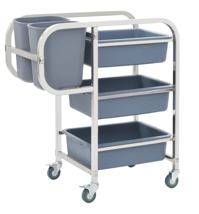 Chariot de cuisine avec récipients en plastique 82x43,5x93 cm | Mobilier & Déco