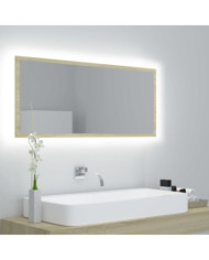 Miroir LED de salle de bain Chêne sonoma 100x8,5x37cm Acrylique | Mobilier & Déco
