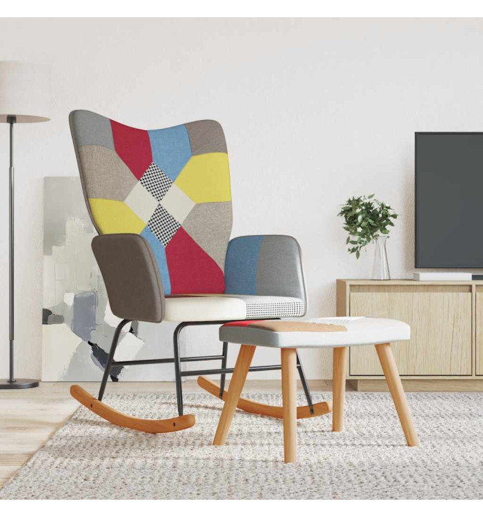 Chaise à bascule avec tabouret Patchwork Tissu | Mobilier & Déco