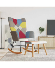 Chaise à bascule avec tabouret Patchwork Tissu | Mobilier & Déco