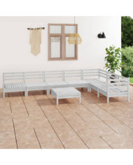 Salon de jardin 8 pcs Bois de pin massif Blanc | Mobilier & Déco