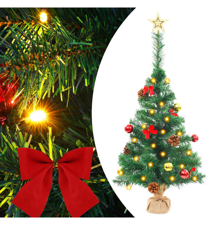 Arbre de Noël artificiel pré-éclairé avec boules vert 64 cm | Mobilier & Déco