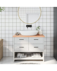 Comptoir de salle de bain marron 100x30x(2-4) cm bois traité | Mobilier & Déco