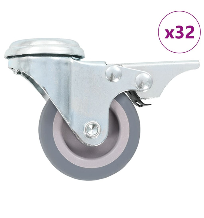 32 pcs Roulettes pivotantes à trou de boulon 50 mm | Mobilier & Déco
