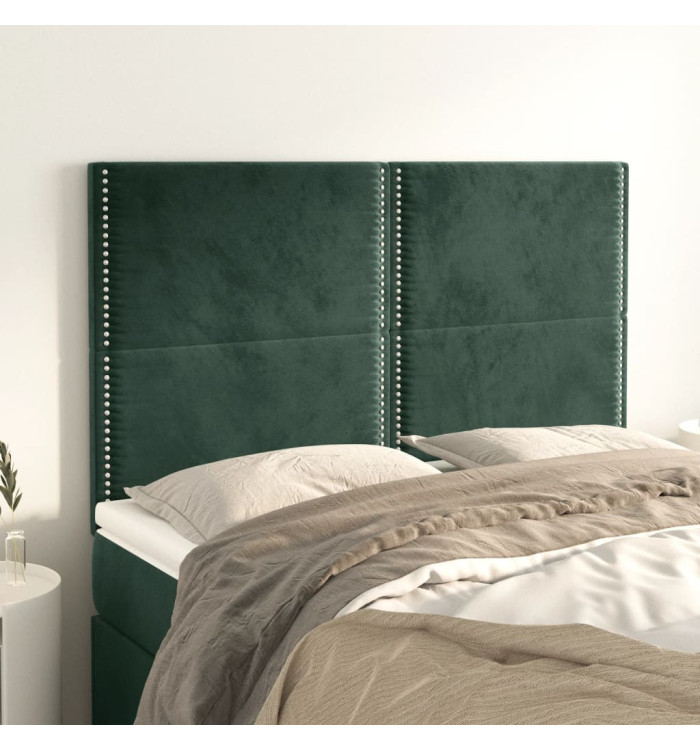 Têtes de lit 4 pcs Vert foncé 72x5x78/88 cm Velours | Mobilier & Déco