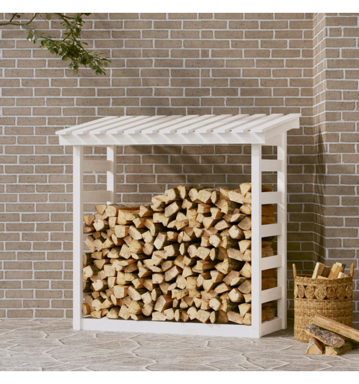 Support pour bois de chauffage Blanc 108x64,5x110cm Bois de pin | Mobilier & Déco