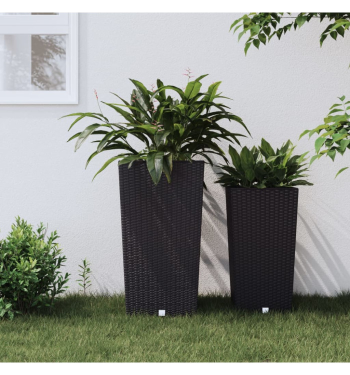 Jardinière et intérieur amovible anthracite 21 /49 L rotin PP | Mobilier & Déco