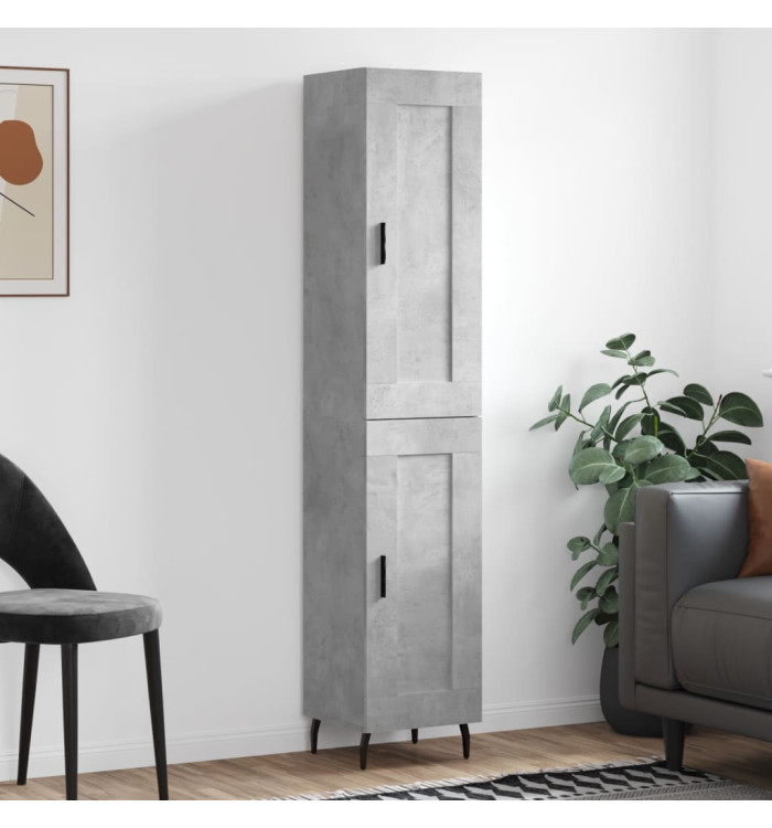 Buffet haut Gris béton 34,5x34x180 cm Bois d'ingénierie | Mobilier & Déco