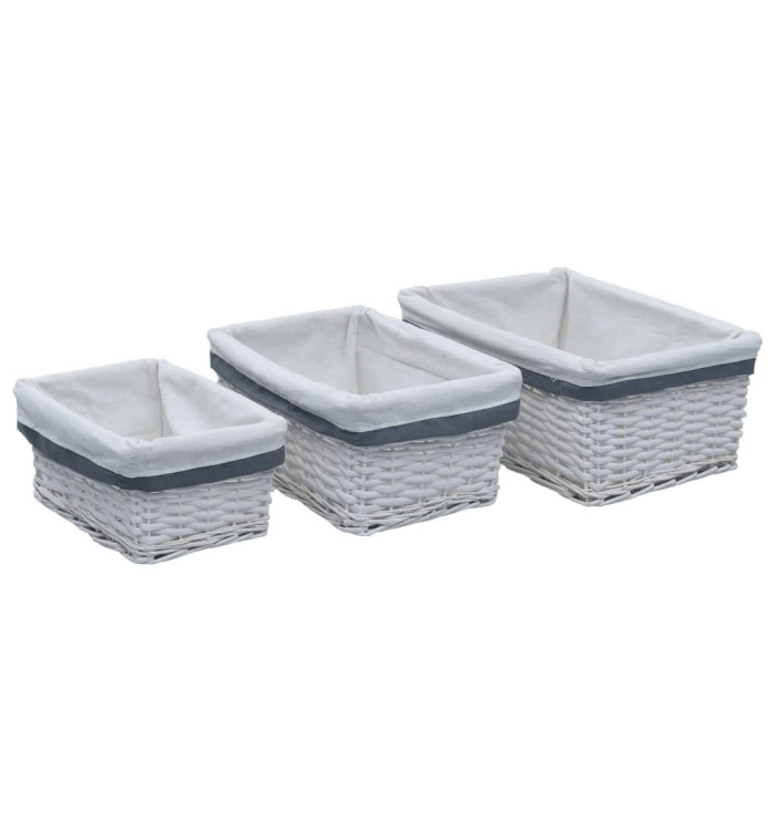 Ensemble de paniers gigognes 3 pcs Blanc Saule | Mobilier & Déco