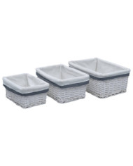 Ensemble de paniers gigognes 3 pcs Blanc Saule | Mobilier & Déco