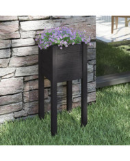 Jardinière d'extérieur Noir 31x31x70 cm Bois de pin massif | Mobilier & Déco